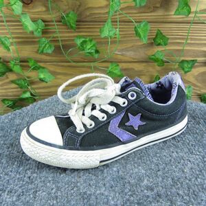 Converse Youth Girls Sneaker Shoes‎ Size 13 Medium Black Fabric Lace Up